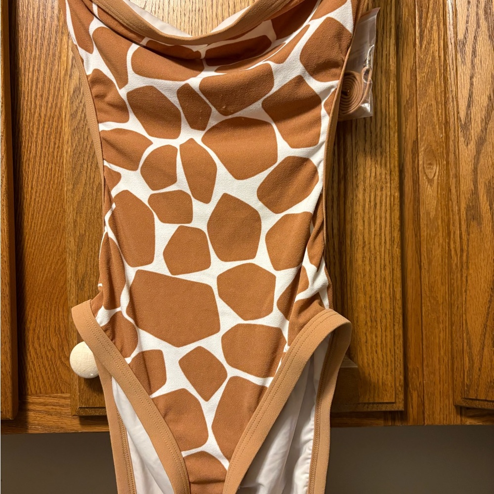 NWT Michael Kors giraffe print bandeau maillot Sz 10 - Picture 3 of 8